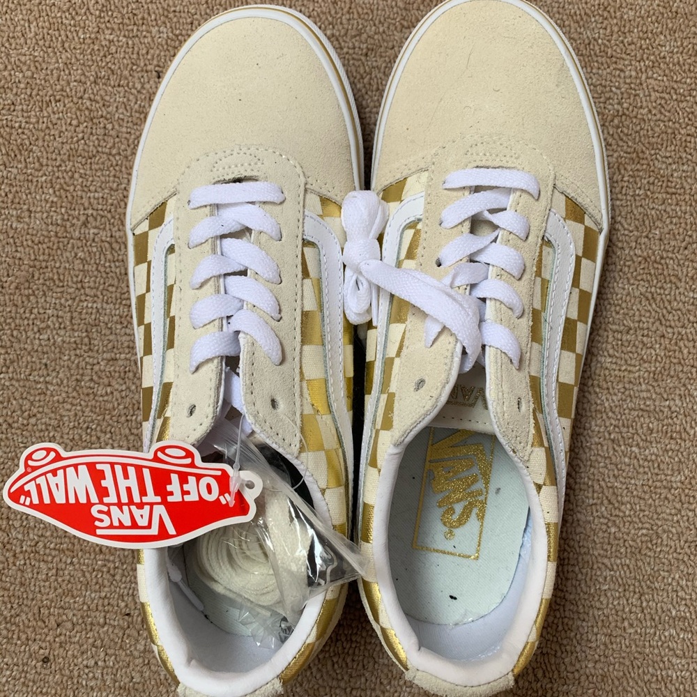 Gold checkered vans